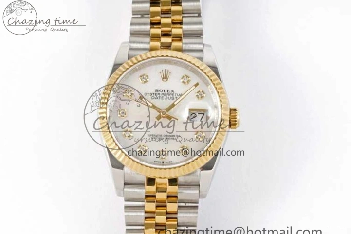 MiroTime 1221 GoodFit DateJust 36 SS YG DIWF 1:1 Best Edition 904L Steel White MOP Diamonds Dial on Jubilee Bracelet SA 2324
